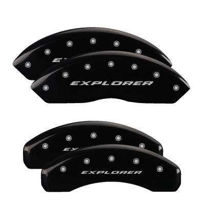 MGP Caliper Covers - MGP Caliper Covers 10254SXPLBK Front/Rear 4pc Black w/Silver Explorer 2012-Up