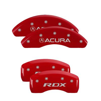 MGP Caliper Covers - MGP Caliper Covers 39024SRDXRD 4pc Engraved Front/Rear Red for 19-23 Acura RDX