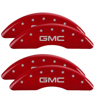 MGP Caliper Covers - MGP Caliper Covers 34219SGMCRD F/R 4pc Red Silr for 20-25 GMC Sierra 2500HD/3500