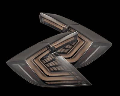 AlphaRex - AlphaRex 676010 Black Smoke Prismatic LED Taillights 16-21 Honda Civic Hatch