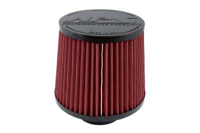 HPS Performance - HPS HPS-4274 Red Air Filter 2.5" Flange ID 6.5" Height Pre-Oiled & Reusable