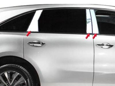 Quality Automotive Accessories - QAA PP14298 6Pc Stainless Steel Pillar Trim for 14-20 Acura MDX