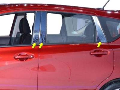 Quality Automotive Accessories - QAA PP14566 6Pc Stainless Steel Pillar Trim for 2014-2019 Nissan Versa Note