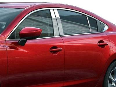 Quality Automotive Accessories - QAA PP14761 6Pc Stainless Steel Pillar Trim for 14-20 Mazda Mazda6