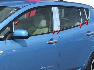 Quality Automotive Accessories - QAA PP11582 10Pc Stainless Steel Pillar Trim for 2011-2017 Nissan Leaf