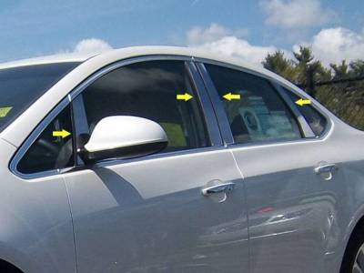 Quality Automotive Accessories - QAA PP52542 8Pc Stainless Steel Pillar Trim for 2012-2017 Buick Verano