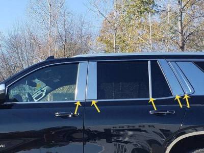 Quality Automotive Accessories - QAA PP61193 8Pc Stainless Steel Pillar Trim for 2021-2025 Tahoe/Yukon