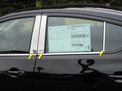 Quality Automotive Accessories - QAA PP12531 6Pc Stainless Steel Pillar Trim for 2012-2019 Nissan Versa