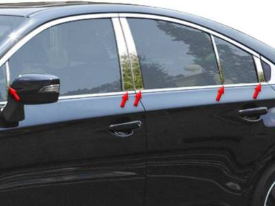 Quality Automotive Accessories - QAA PP15448 10Pc Stainless Steel Pillar Trim for 2015-2019 Subaru Legacy