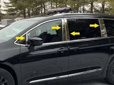 Quality Automotive Accessories - QAA PP57752 8Pc Stainless Steel Pillar Trim for 2017-2025 Chrysler Pacifica
