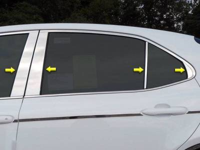 Quality Automotive Accessories - QAA PP18132 8Pc Stainless Steel Pillar Trim for 2018-2024 Toyota Camry