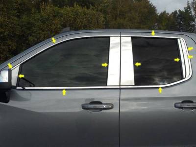 Quality Automotive Accessories - QAA WP59171 12Pc Stainless Steel Window Trim for 2019-2025 Chevy Silverado