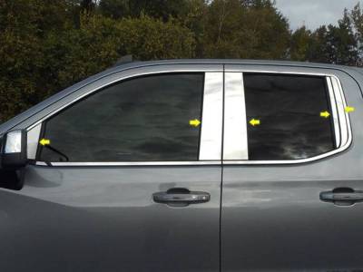 Quality Automotive Accessories - QAA PP59177 10Pc Stainless Steel Pillar Trim for 2019-2025 Chevrolet Silverado