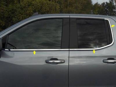 Quality Automotive Accessories - QAA WS59170 6Pc Stainless Steel Window Sill Trim for 2019-2025 Chevy Silverado
