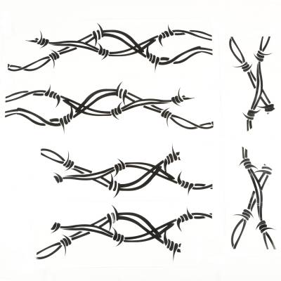 Rugged Ridge - Rugged Ridge 12300.32 Barbed Wire Vinyl Body Side Decal Black for Wrangler JK