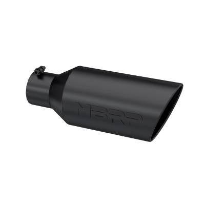 MBRP Exhaust - MBRP Exhaust T5126BLK Blk T304 SS 4" In Single Wall Rolled Angle Cut 7" Out Tip