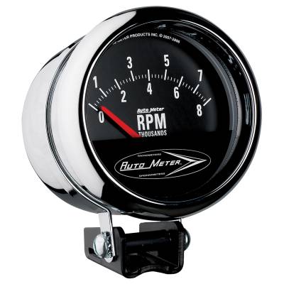 AutoMeter - AutoMeter 2897 Traditional Chrome Pedestal Retro Tachometer Gauge 8000RPM 3.75"