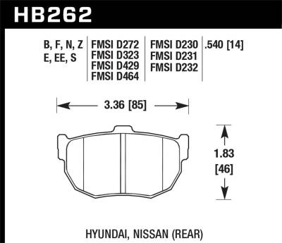 Hawk Performance - Hawk Performance HPS High Performance Street Brake Pads HB262F.540