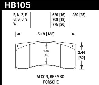 Hawk Performance - Hawk Performance HPS HB105F.620 High Performance Street Brake Pads
