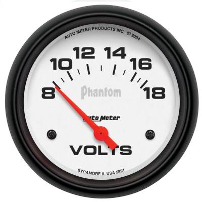 AutoMeter - AutoMeter 5891 Air Core Phantom Electric Volt Meter Gauge 8-18V 2-5/8"
