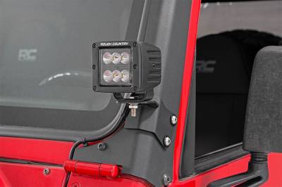 Rough Country Suspension Systems - Rough Country 70046 Lower A-Pillar Light Mounts Black for 97-06 Jeep Wrangler TJ