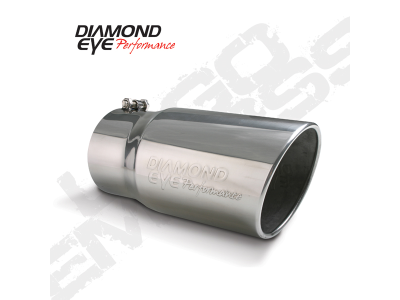 Diamond Eye Performance - Diamond Eye 4512BRA-DE Tip Bolt-On Rolled Angle Cut-Diamond Eye Logo Embossed 4"