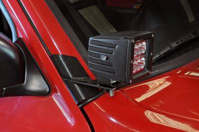 Rough Country Suspension Systems - Rough Country Lower Windshield Light Mounts Black for Cherokee XJ 70525