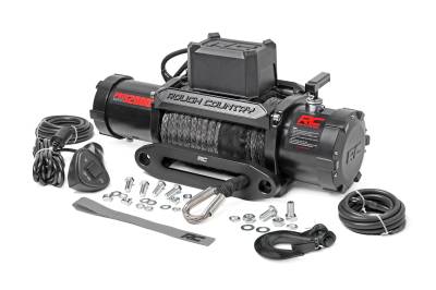 Rough Country Suspension Systems - Rough Country 12000lb 12V Electric Pro Series Winch w/Synthetic Rope PRO12000S