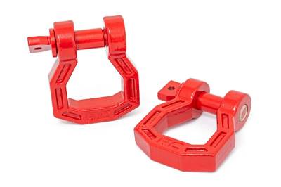 Rough Country Suspension Systems - Rough Country 4.75 Ton 3/4" Pin Forged D-Ring Shackles Red Pair RS119