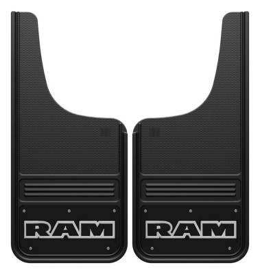 Gatorback - Gatorback 12"x26" Cut-Style Black Mud Flaps for RAM Text Logo GB1226CUTRT-W