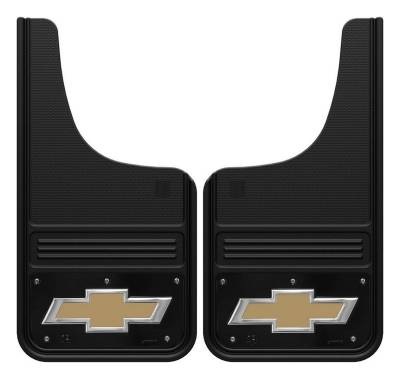 Gatorback - Gatorback GB1223CUTBT-GFULL 12"x23" Cut-Style Black Mud Flaps Bowtie Logo