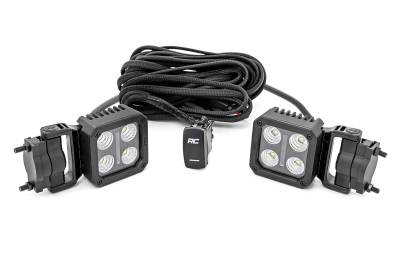 Rough Country Suspension Systems - Rough Country 70802 Black Series 2" Swivel Mount LED Light Pods-Flood Pair