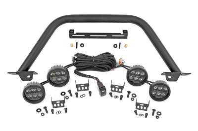 Rough Country Suspension Systems - Rough Country 51112 3.5" Black Front Bumper Safari Bar w/LED for 21-26 Bronco