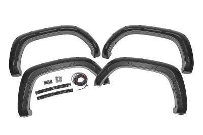 Rough Country Suspension Systems - Rough Country A-T11621 Defender Black Fender Flares for 16-23 Toyota Tacoma