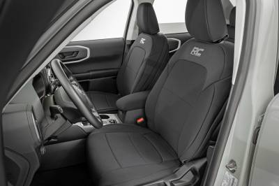 Rough Country Suspension Systems - Rough Country Front/Rear Seat Covers Black 21-25 Ford Bronco Sport 91047