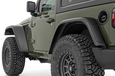 Rough Country Suspension Systems - Rough Country A-J01822 WF1 Fender Flares Black for 18-26 Jeep Wrangler JL