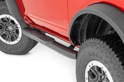 Rough Country Suspension Systems - Rough Country 4.5" Oval Tube Nerf Steps Black 21-25 Ford Bronco 2DR 21012