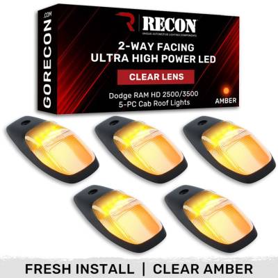 Recon - Recon 264345CLHPAM LED Cab Roof Light Kit Clear/Amber for 19-23 RAM HD