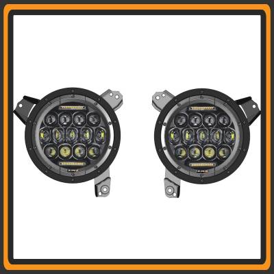 Quake LED - Quake LED QTE903 RGB Headlights Quad/Interlock Compatible for Jeep Wrangler JL