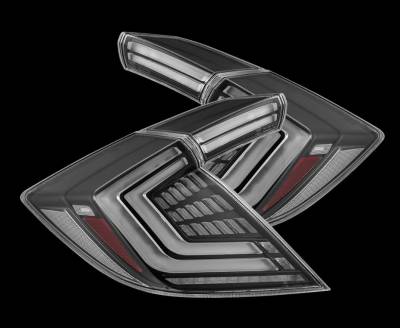 AlphaRex - AlphaRex 676020 Black Prismatic LED Taillights for 16-21 Honda Civic Hatchback
