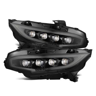 AlphaRex - AlphaRex 880492 Alpha Black LED Projector Headlights for 16-21 Honda Civic