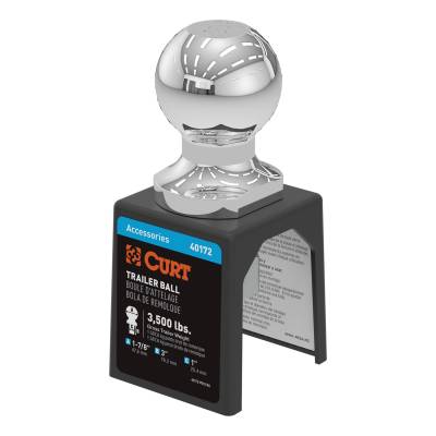 CURT - CURT 40172 1-7/8" Trailer Ball 1" x 3" Shank 3500 lbs Chrome Packaged