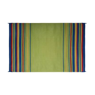 Faulkner - Faulkner 68847 8x20 RV Patio Mat Blue/Brick/Beige/Green Striped