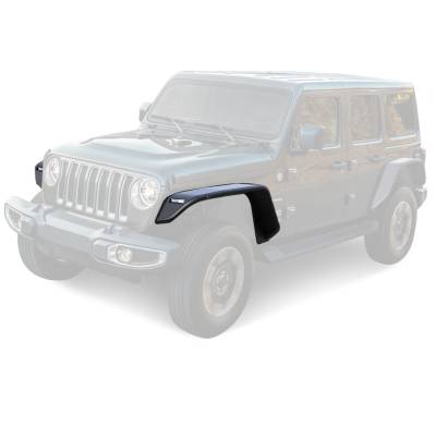 Black Horse Off Road - Black Horse TFFJL1 Black Front Fender Flares for 18-25 Jeep Wrangler/Gladiator