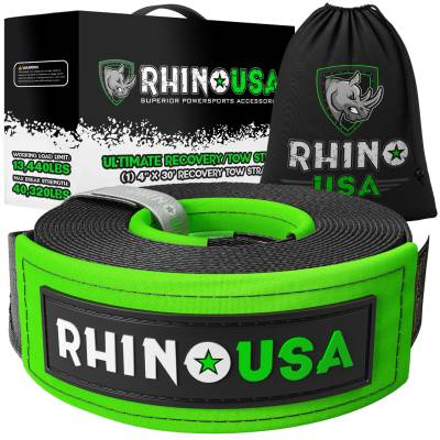 Rhino USA - Rhino USA TOWSTRAP-430 Recovery Tow Strap 4"x30' Black