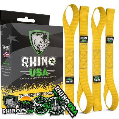 Rhino USA - Rhino USA SOFT4PACK-YLW Soft Loops Motorcycle Tie-Down Set 4pc Yellow
