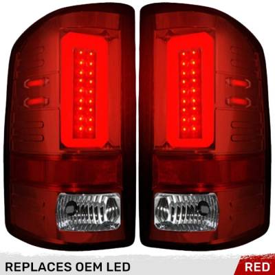 Recon - Recon 264298RD OLED Tail Lights Red Lens 16-18 GMC Sierra 1500/HD