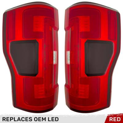 Recon - Recon 264299LEDRD OLED Tail Lights Red Lens 17-19 Ford Super Duty w/BLIS