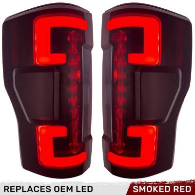 Recon - Recon 264399LEDRBK OLED Tail Lights Red Smoked Lens 20-22 Ford Super Duty
