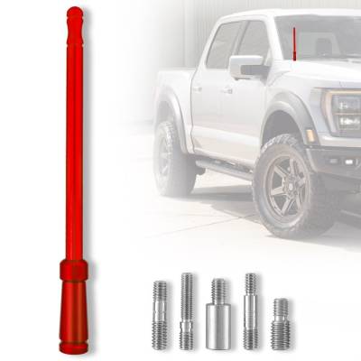 Recon - Recon 264ANTRD 8" Aluminum Universal Stubby Antenna Red